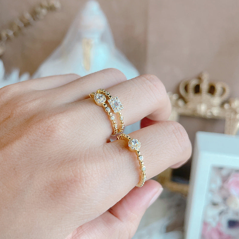 Wholesale Gold Plated Copper Diamond Stacking Ring